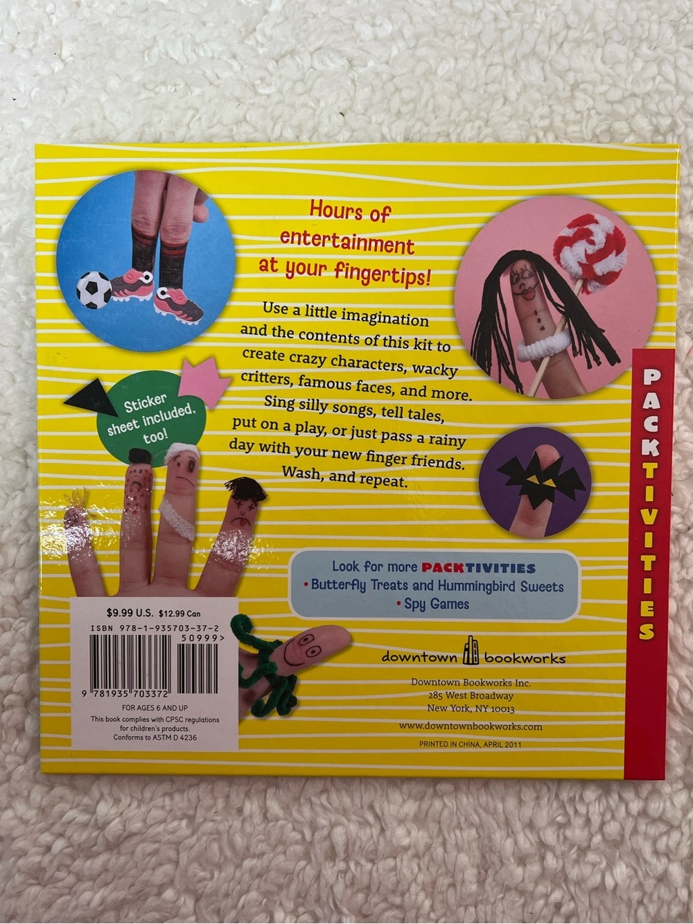 Downtown Bookworks Packtivities "Finger Fun"! Kids Craft Kit - Picture 2 of 12
